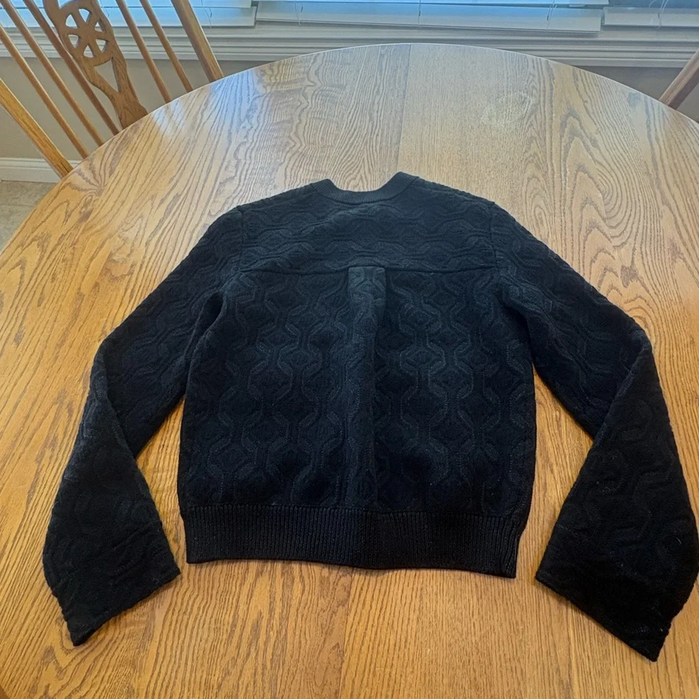 Maje Monserra Jacquard Patterned Black Cardigan Jacket Gold Buttons Size 1 US S - Picture 7 of 12